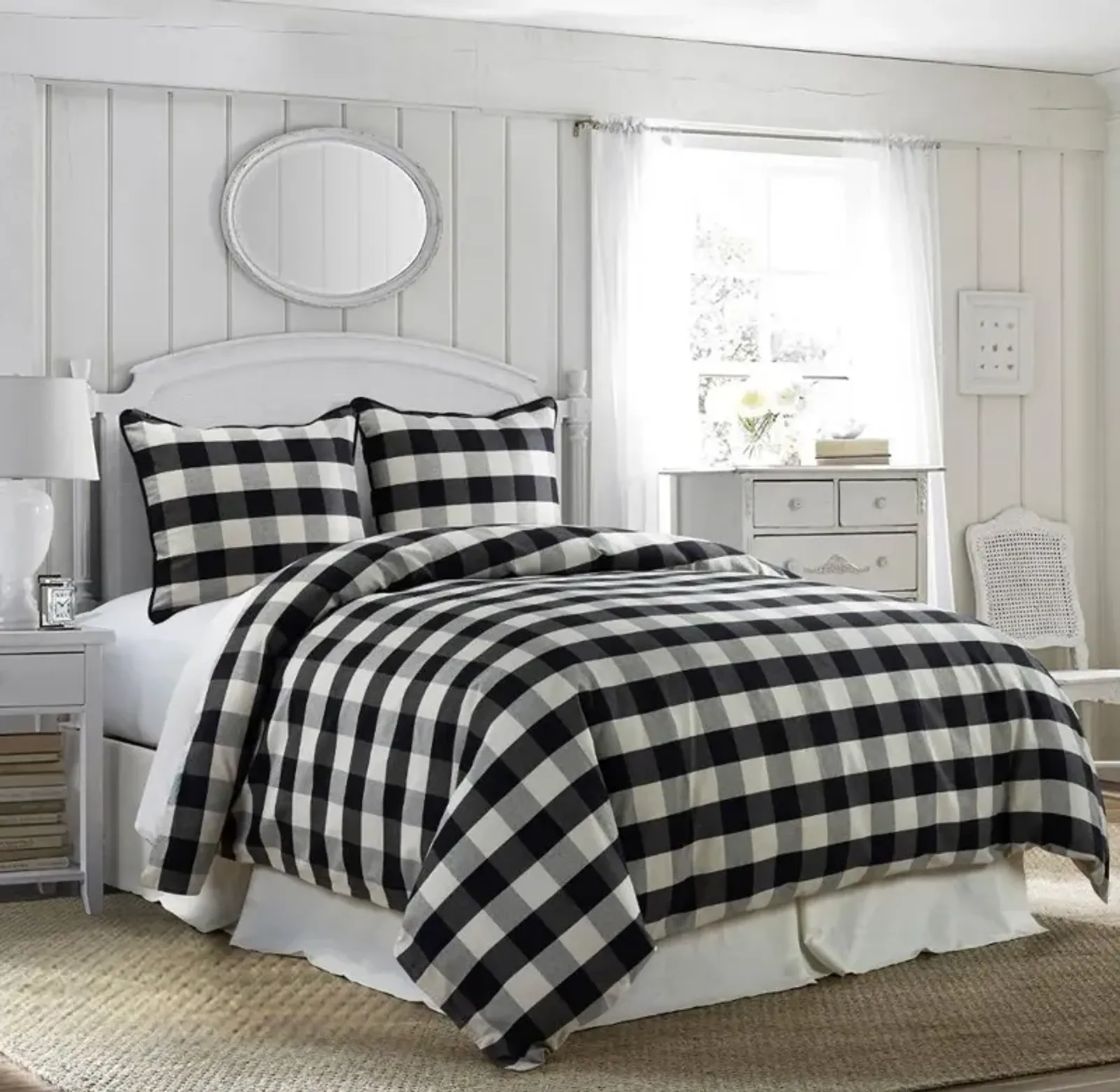 Black and White Buffalo Check Camille Super King Comforter Set