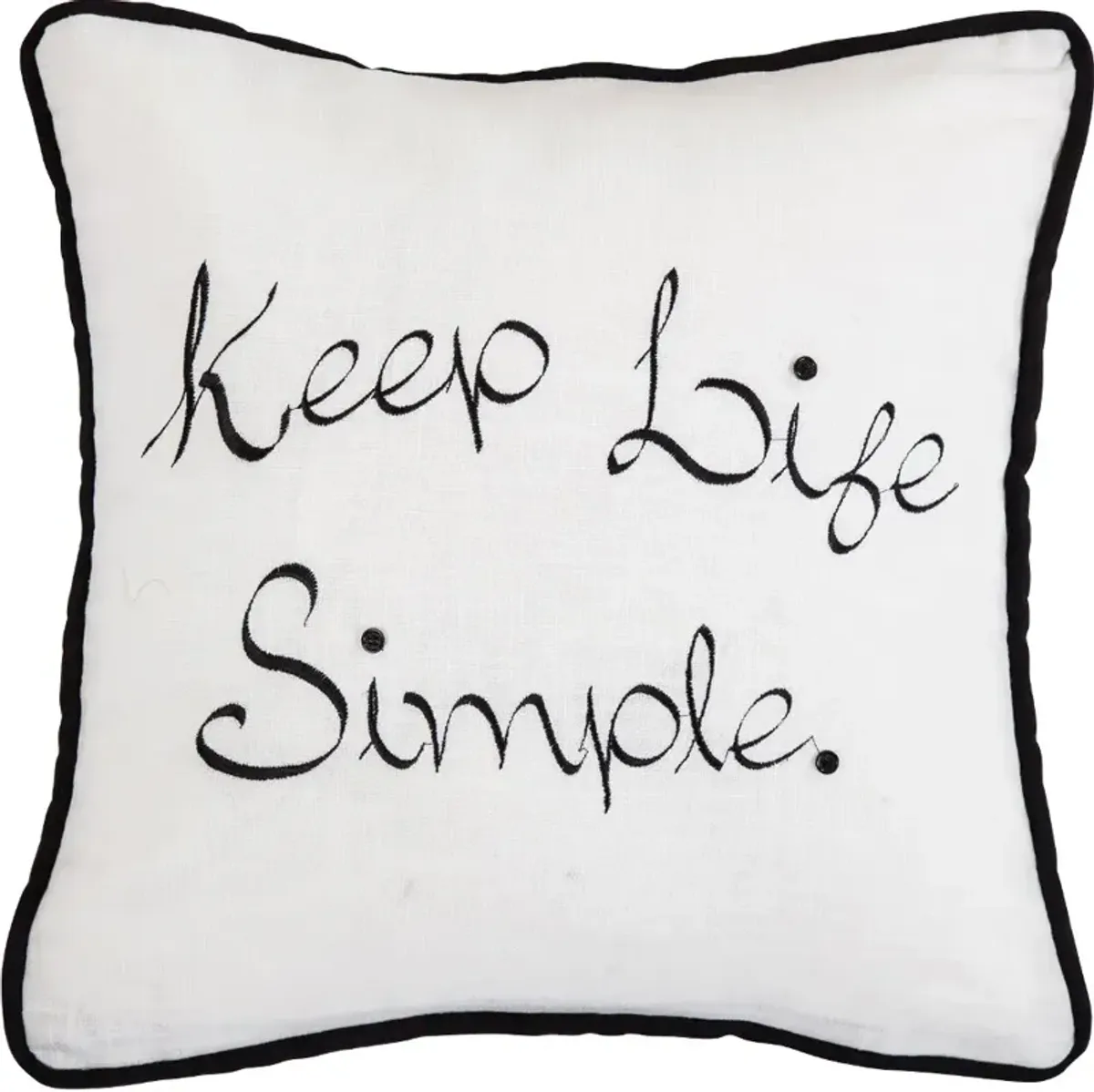 Black and White Keep Life Simple Embroidered Throw Pillow