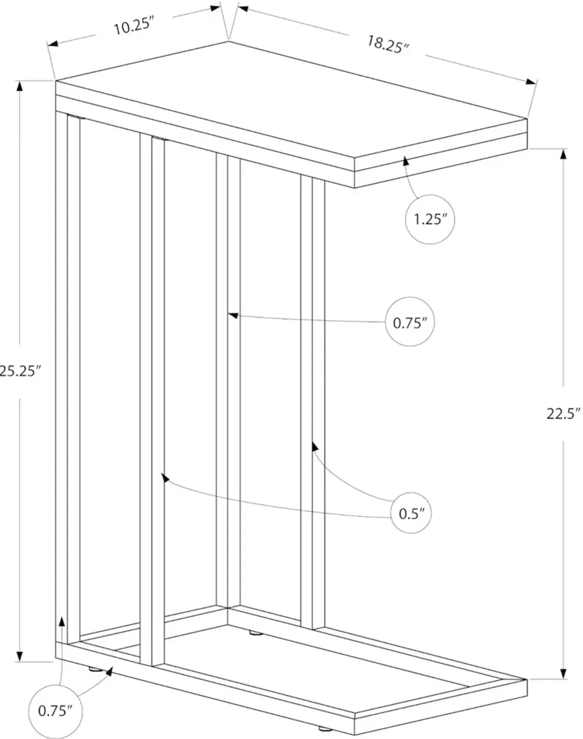 Contemporary Gray Chairside C-Table