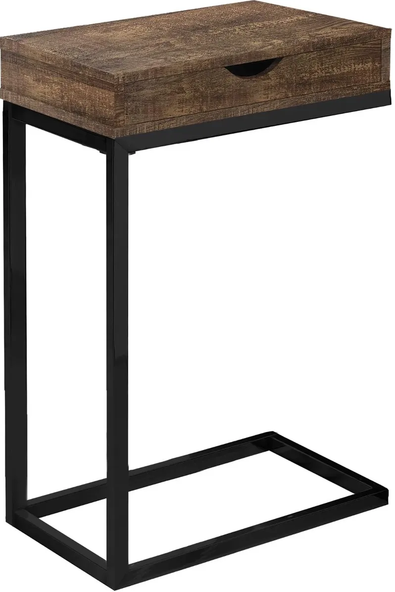 Contemporary Brown Chairside C-Table with Drawer