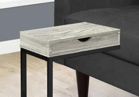 Contemporary Gray Chairside C-Table with Drawer