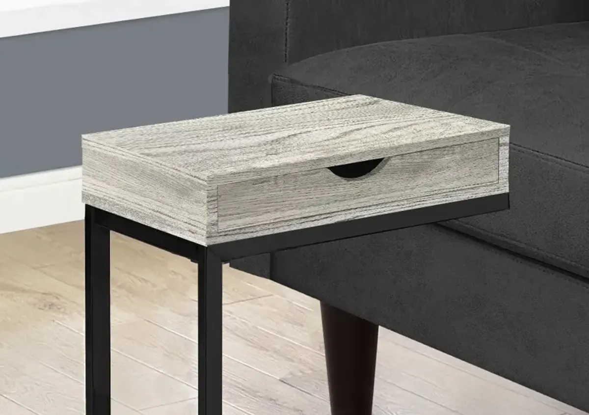 Contemporary Gray Chairside C-Table with Drawer