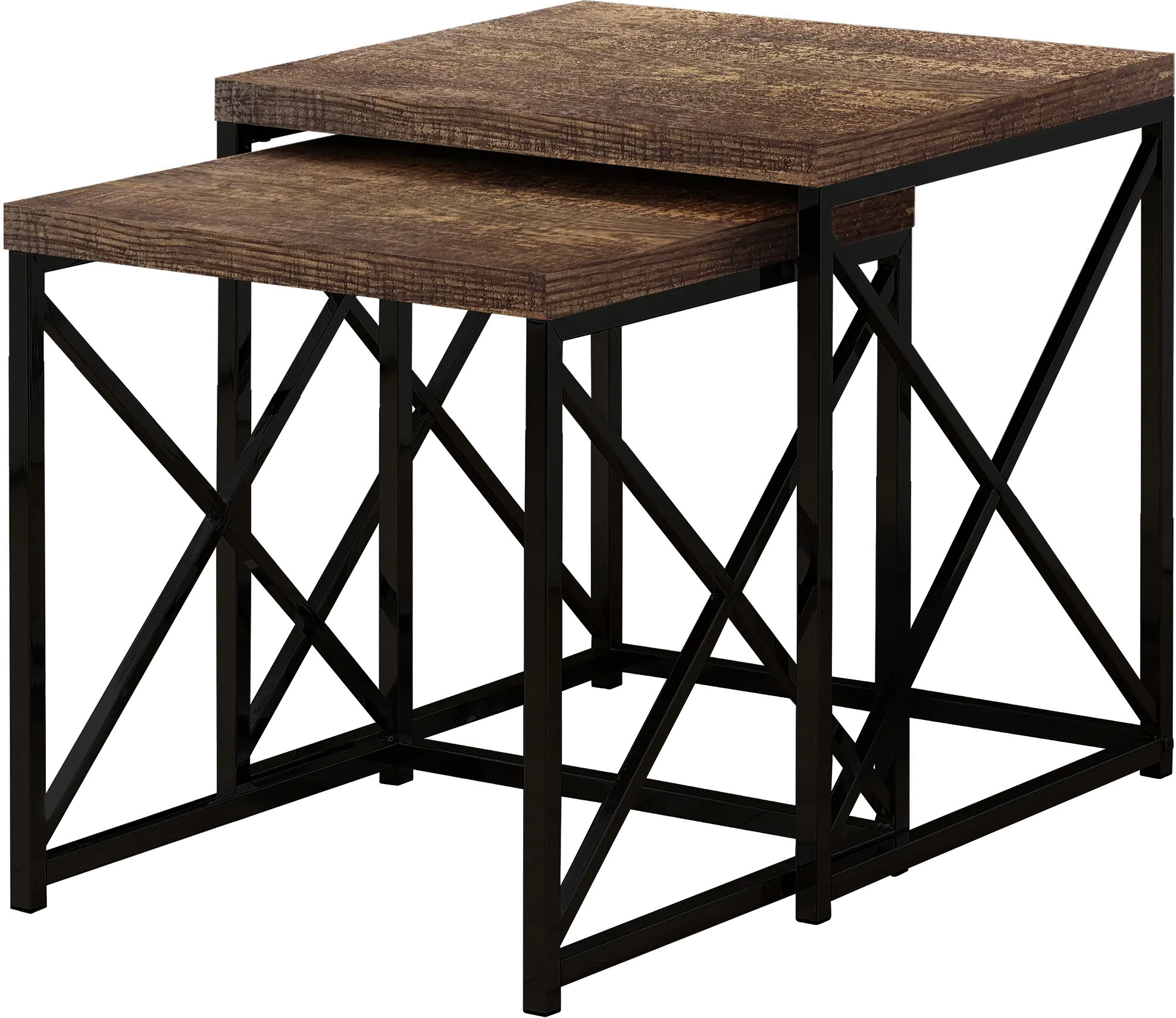 Brown Nesting Tables with Black Legs - Set of 2