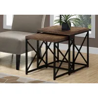 Brown Nesting Tables with Black Legs - Set of 2