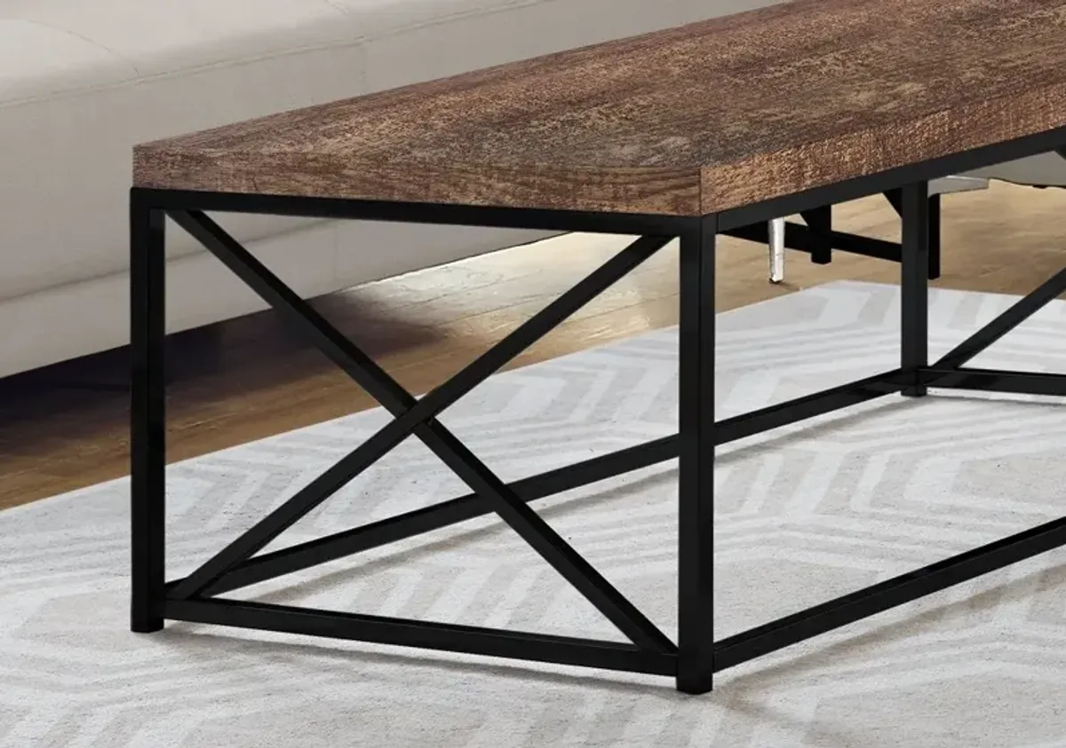 Industrial Brown Coffee Table with Black Base - Lewiston