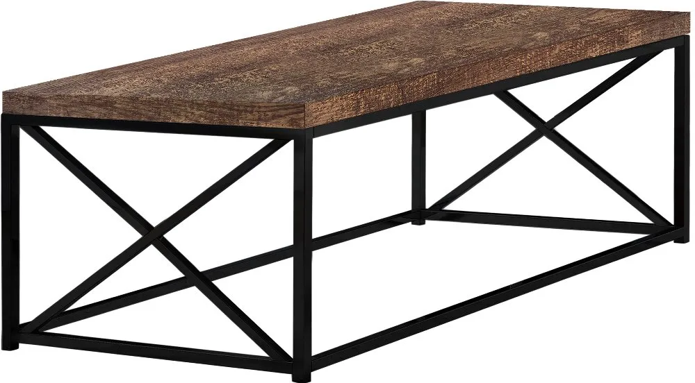 Industrial Brown Coffee Table with Black Base - Lewiston