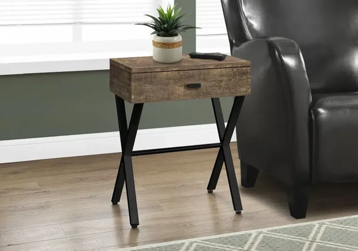 Brown Accent Table with Drawer