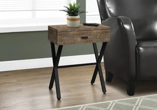 Brown Accent Table with Drawer