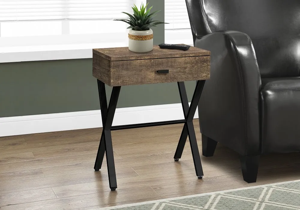 Brown Accent Table with Drawer