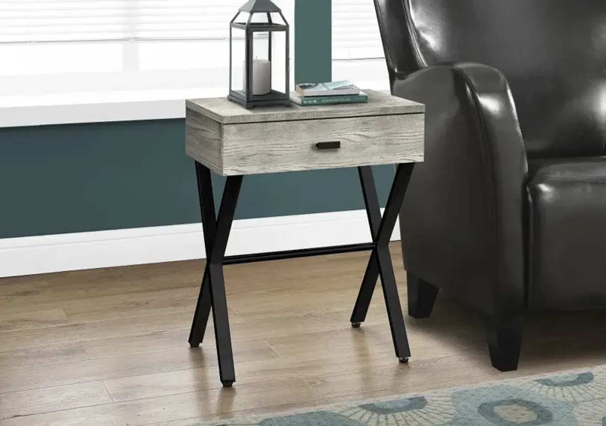 Gray Accent Table with Drawer