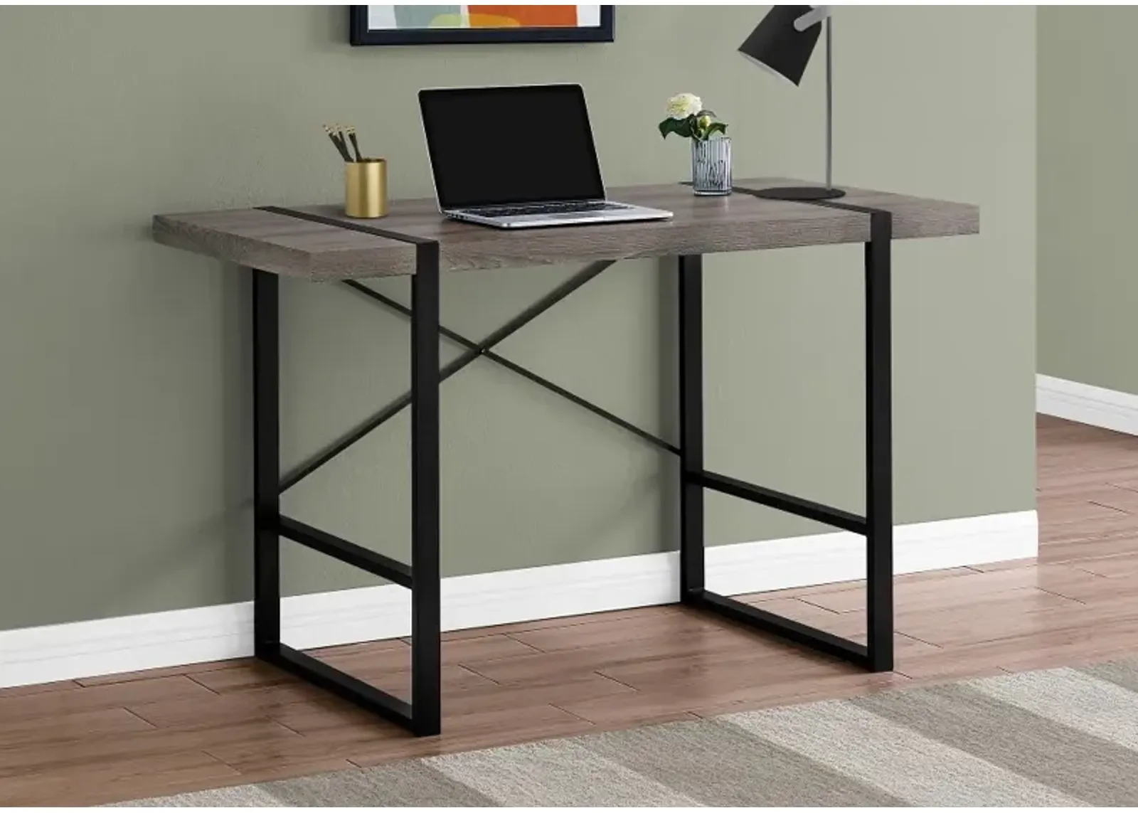 Dark Taupe and Black Computer Desk