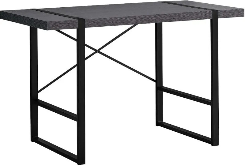 Gray and Black Metal Computer Desk