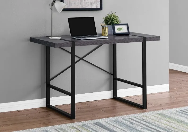 Gray and Black Metal Computer Desk