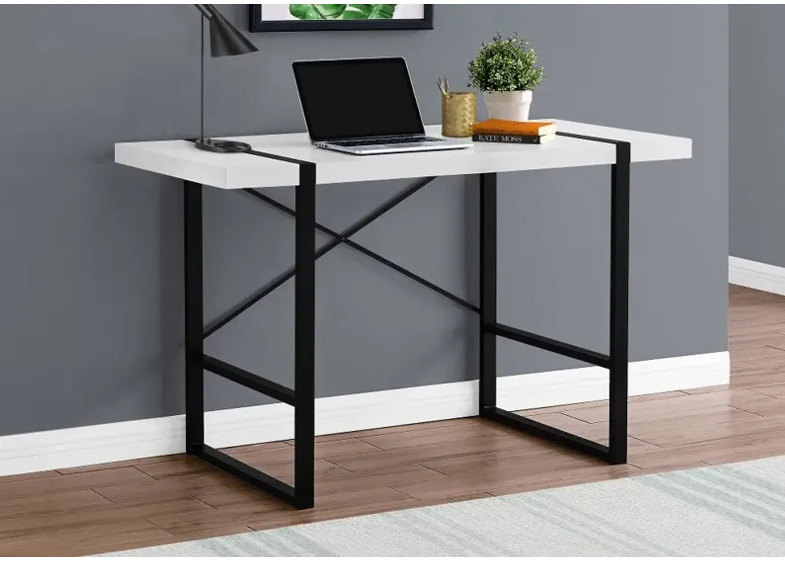 White and Black Computer Desk