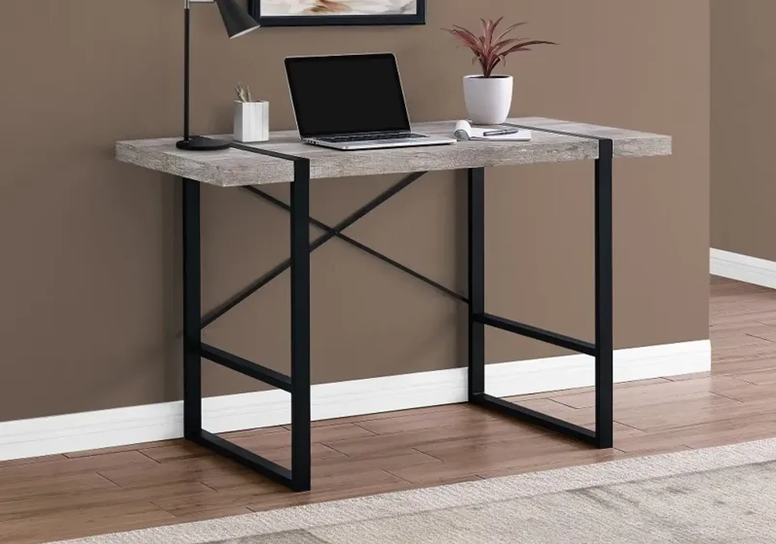 Reclaimed Taupe and Black Computer Desk