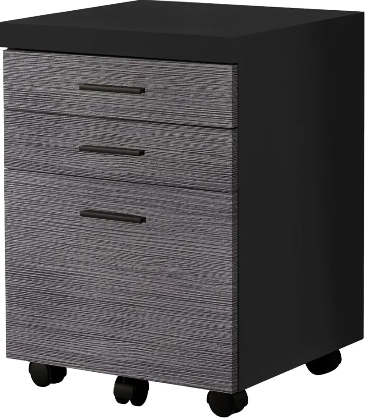 Modern Gray and Black 3 Drawer Filing Cabinet