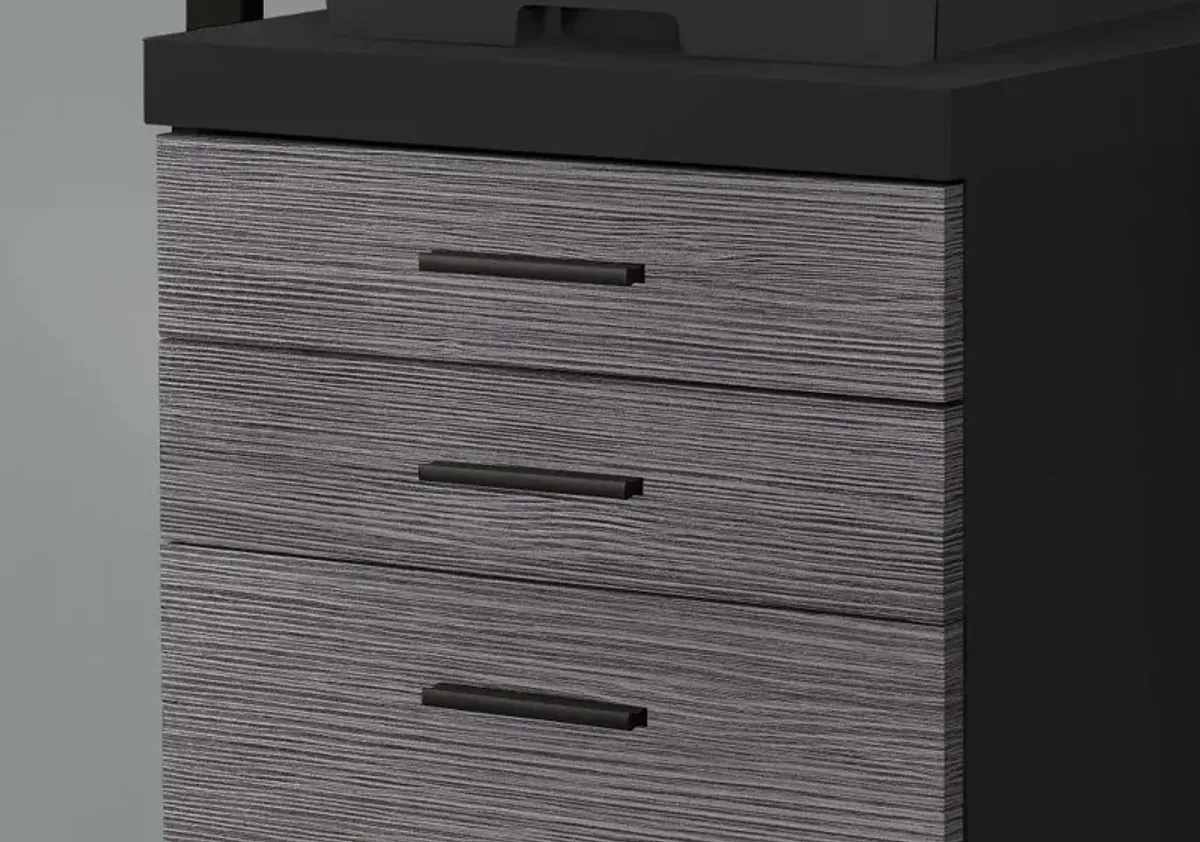 Modern Gray and Black 3 Drawer Filing Cabinet