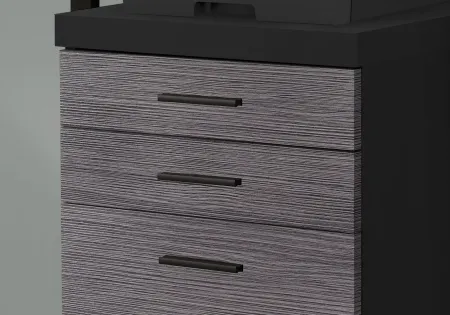 Modern Gray and Black 3 Drawer Filing Cabinet