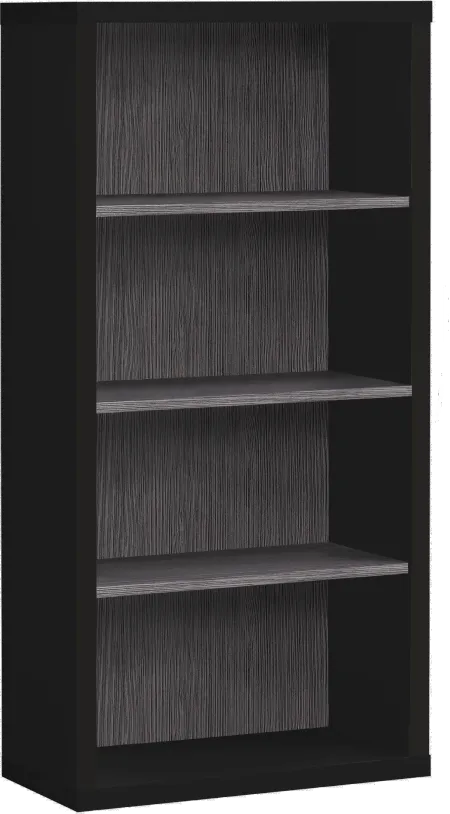 Modern 48 Inch Tall Black and Gray Bookcase
