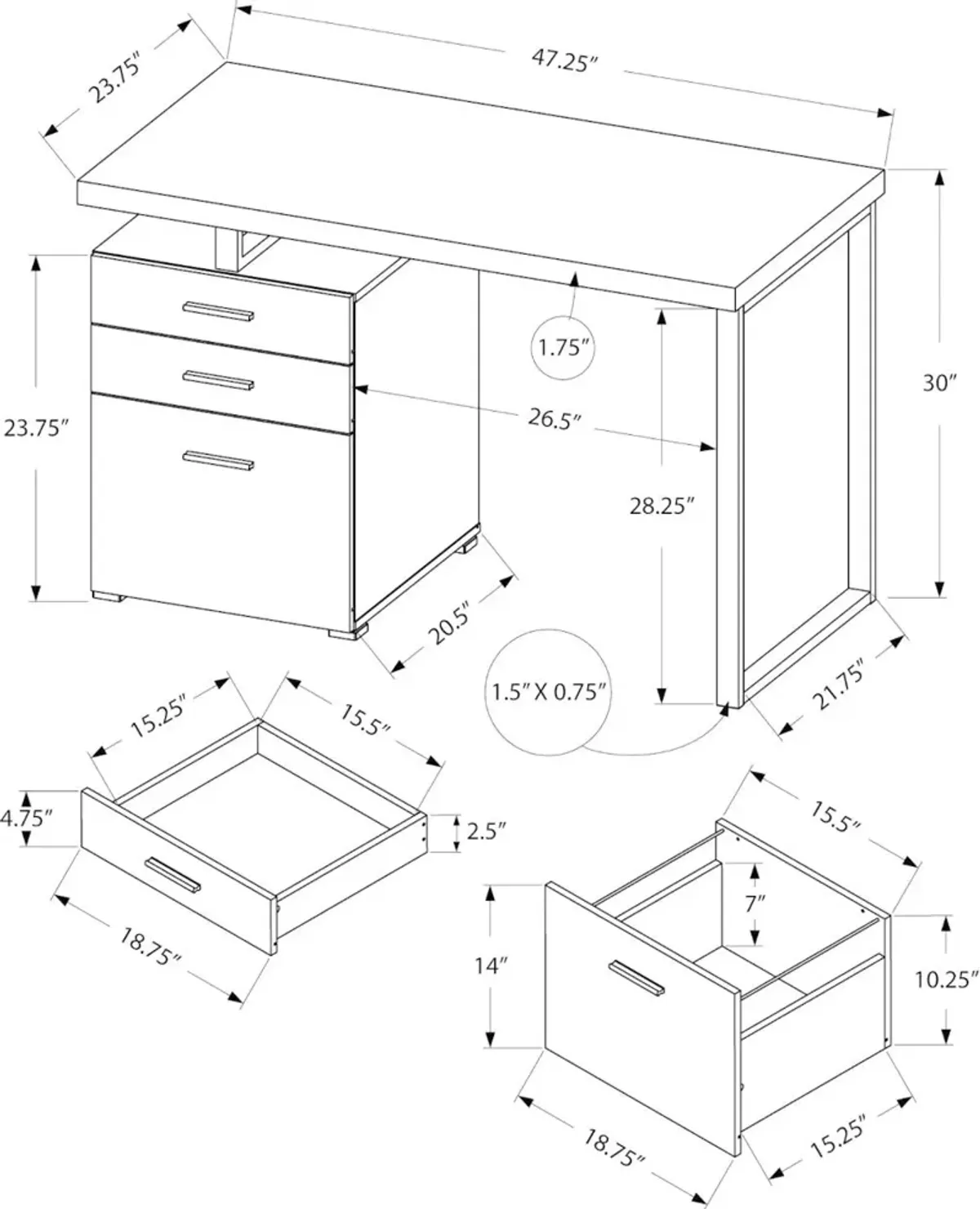 Modern Black and Gray Small Computer Desk