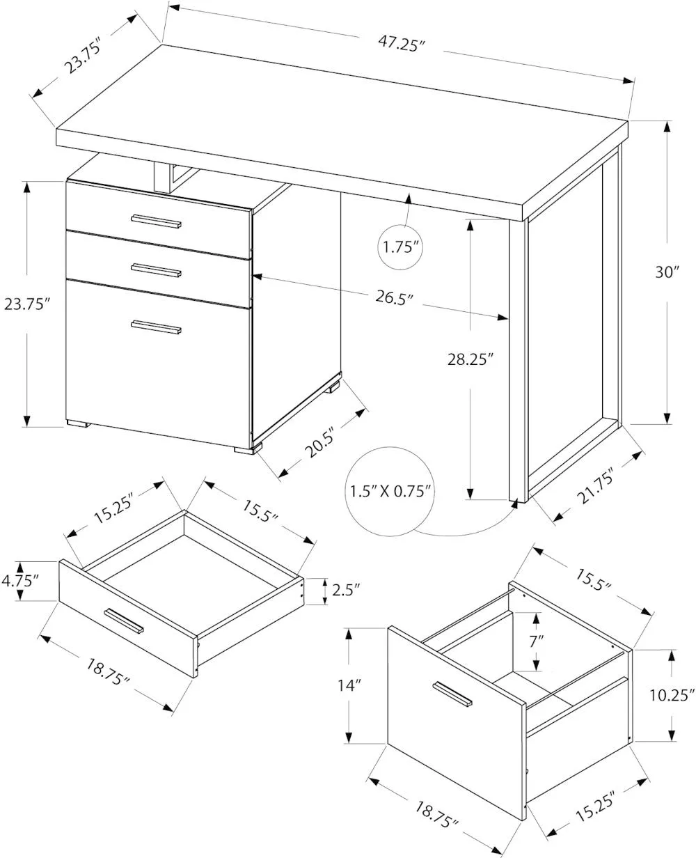 Modern Black and Gray Small Computer Desk