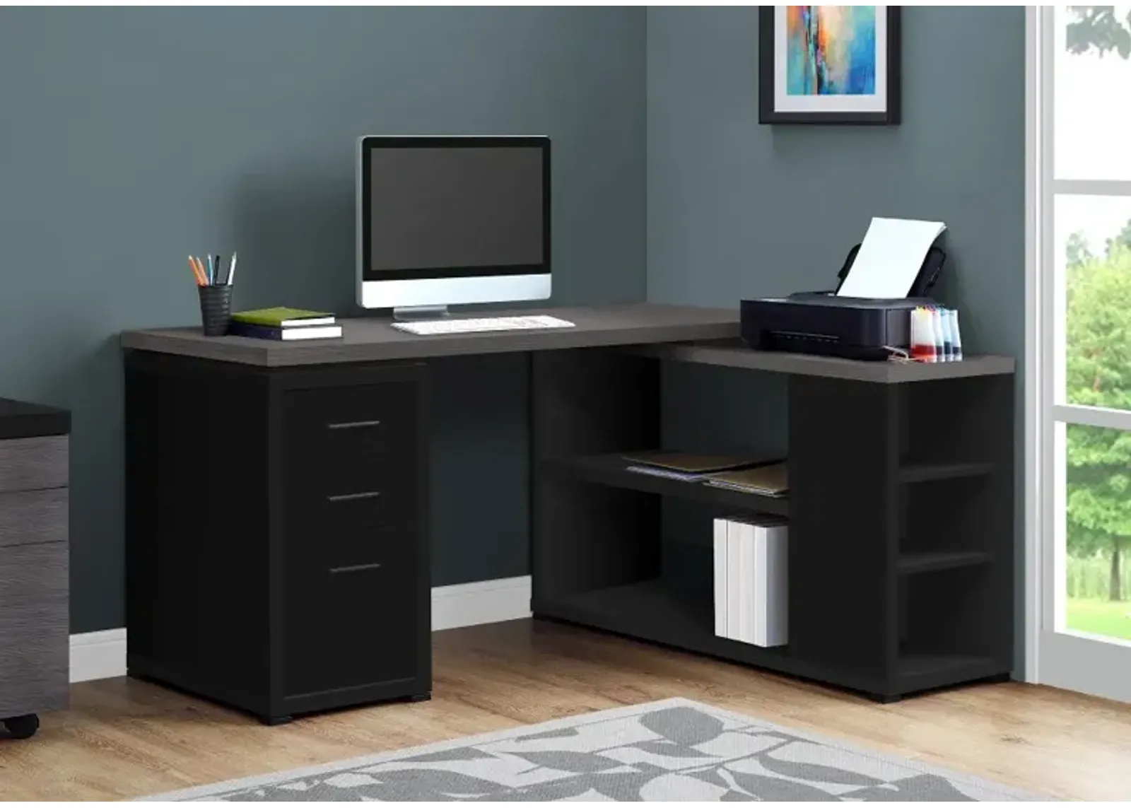 Modern Black and Gray Right Facing Desk