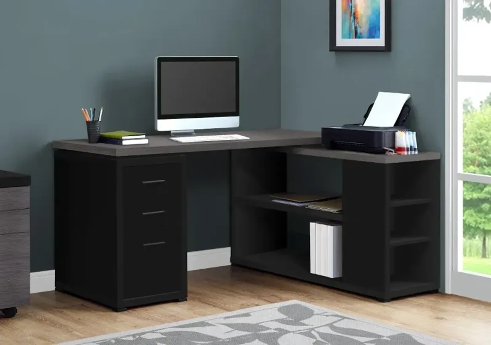 Modern Black and Gray Right Facing Desk