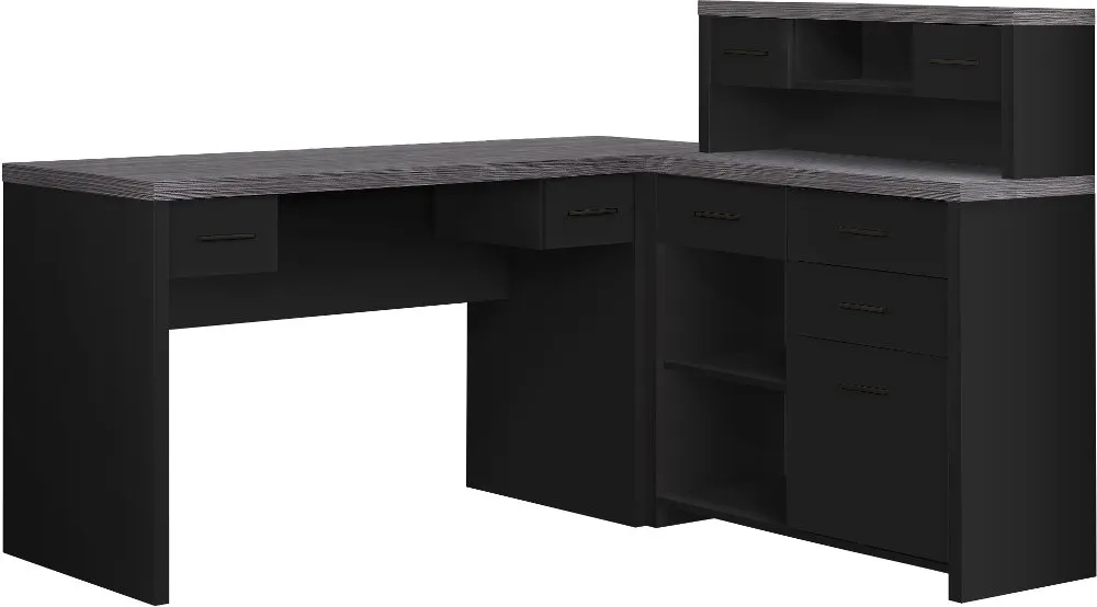 Contemporary Black and Gray Right Facing Desk