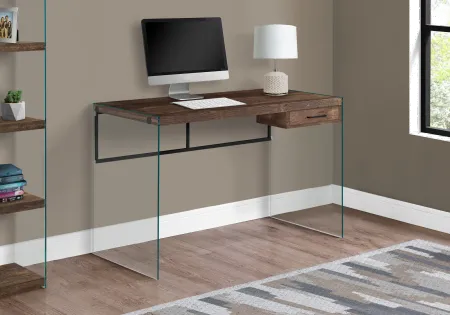 Brown Wood and Glass Computer Desk