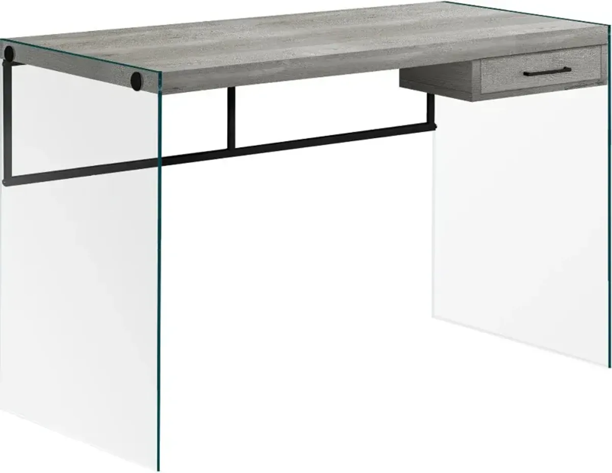 Contemporary Gray and Glass Computer Desk