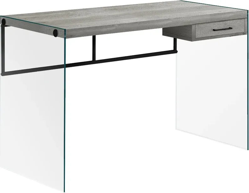 Contemporary Gray and Glass Computer Desk