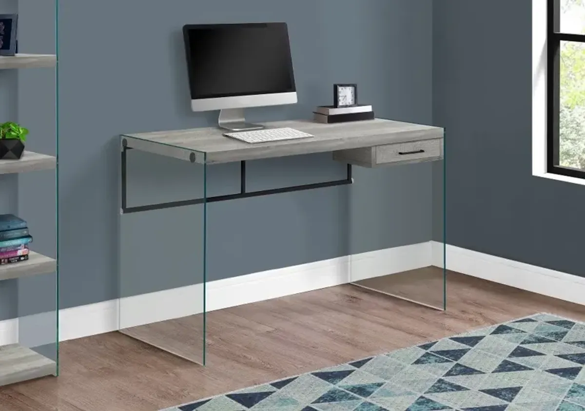 Contemporary Gray and Glass Computer Desk