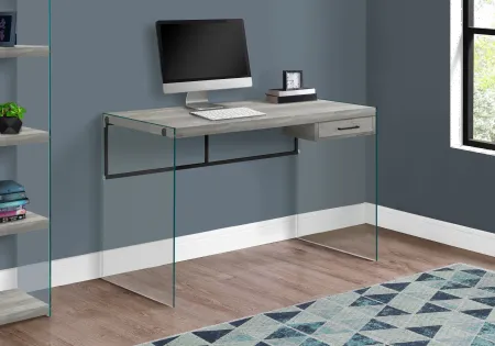 Contemporary Gray and Glass Computer Desk