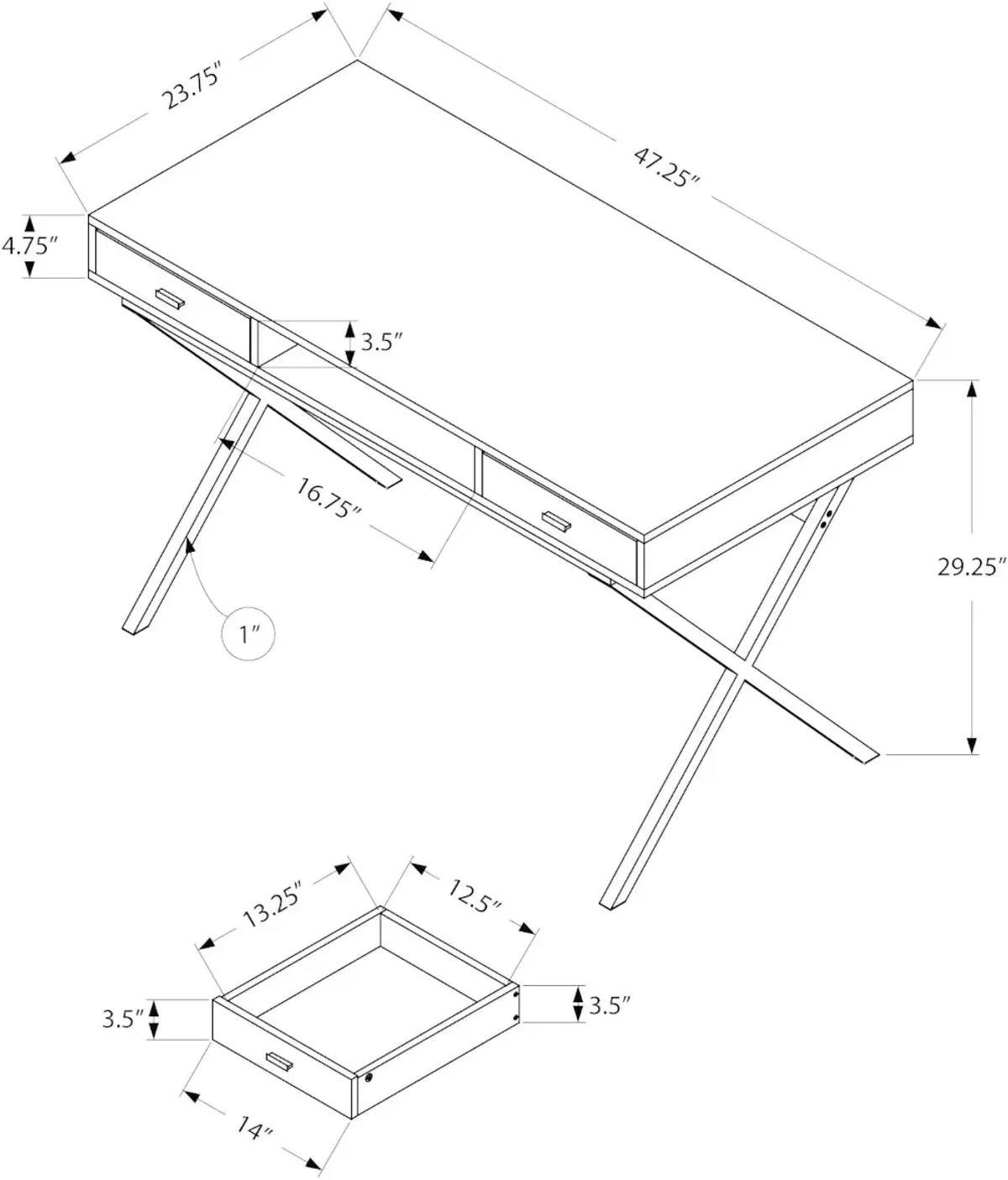 Gray Wood and Black Metal Desk