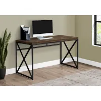 Brown Wood Desk with Black Metal Base