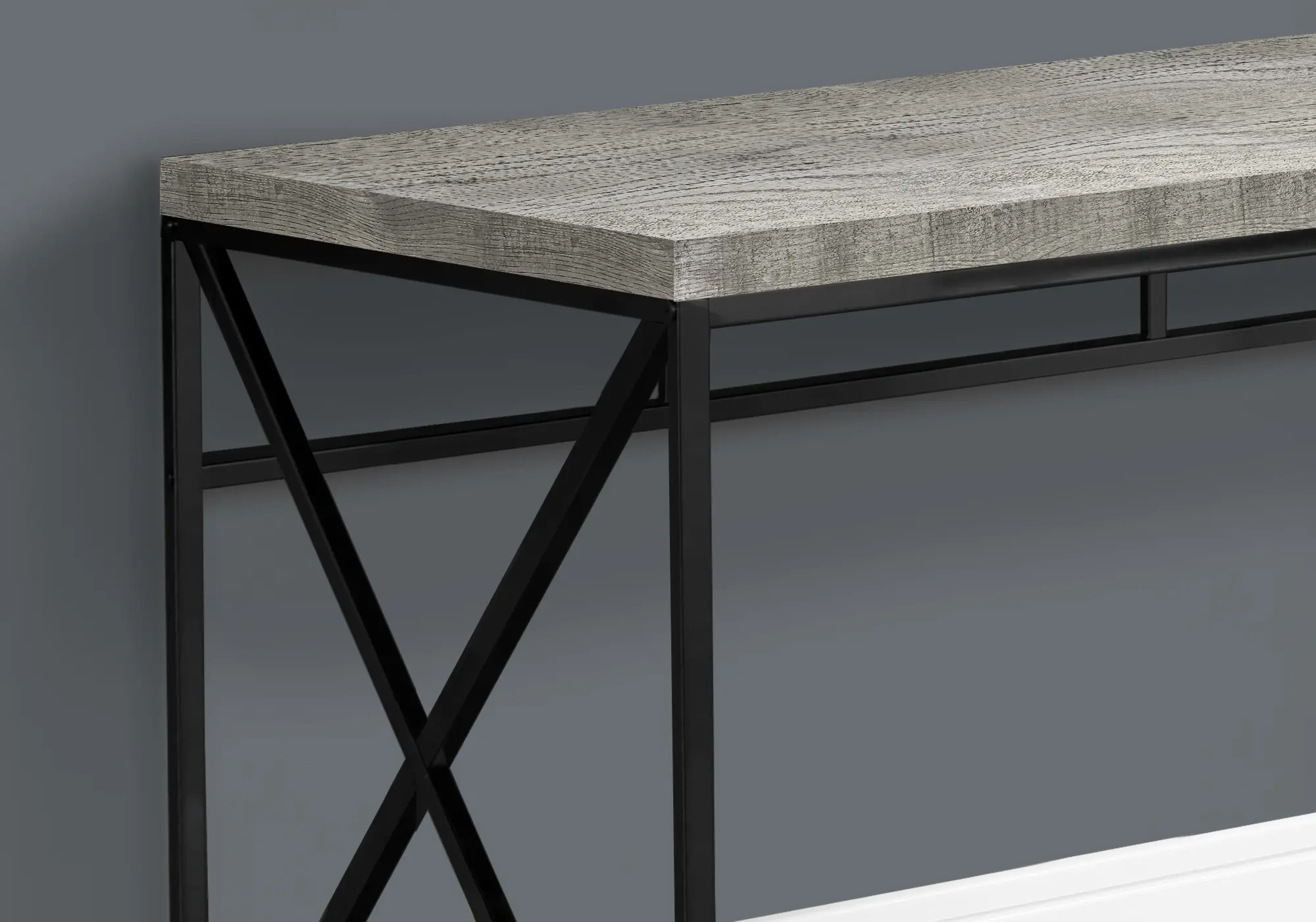 Gray Wood Top Computer Desk with Black Metal