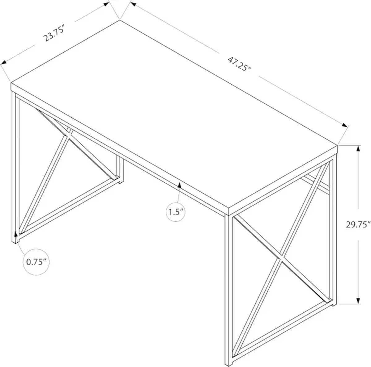 Gray Wood Top Computer Desk with Black Metal