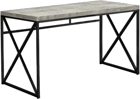 Gray Wood Top Computer Desk with Black Metal