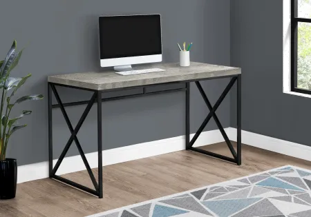 Gray Wood Top Computer Desk with Black Metal