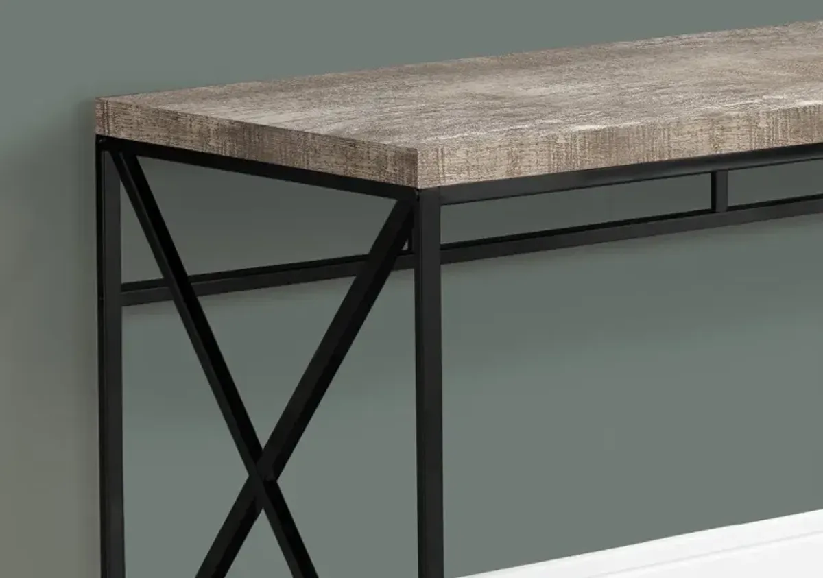 Taupe Reclaimed Wood Desk with Black Metal Base