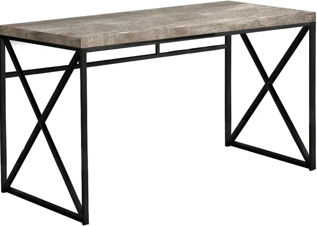 Taupe Reclaimed Wood Desk with Black Metal Base