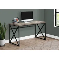Taupe Reclaimed Wood Desk with Black Metal Base