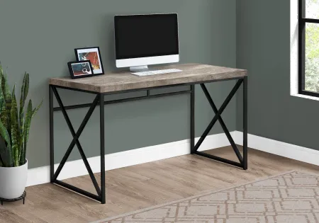 Taupe Reclaimed Wood Desk with Black Metal Base