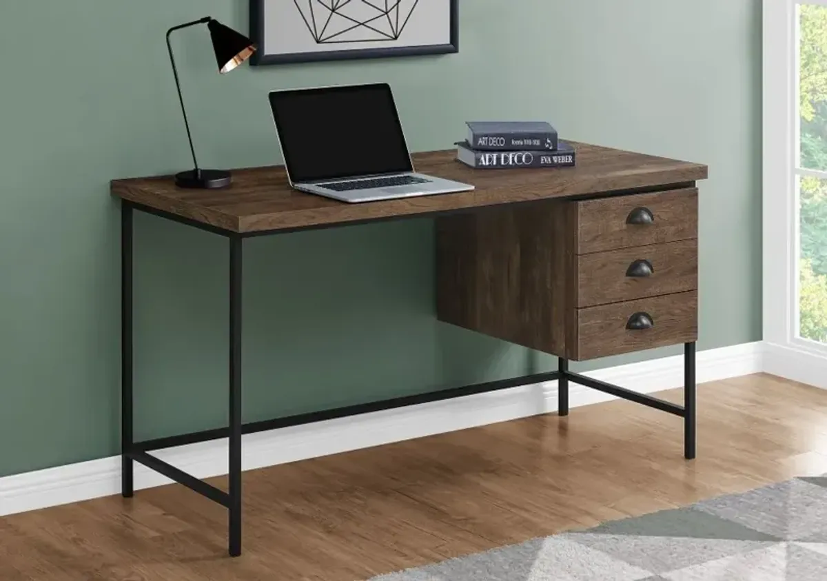 Industrial 55 Inch Brown Computer Desk