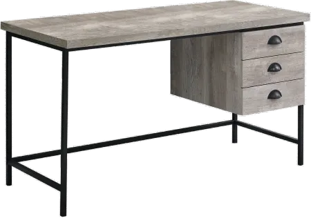 Taupe Wood Computer Desk with Black Metal Legs