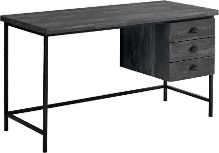 Black Wood Computer Desk with Black Metal Legs