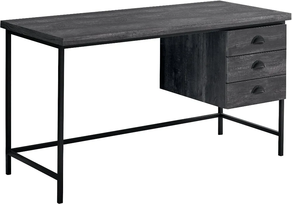 Black Wood Computer Desk with Black Metal Legs