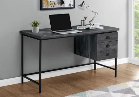 Black Wood Computer Desk with Black Metal Legs
