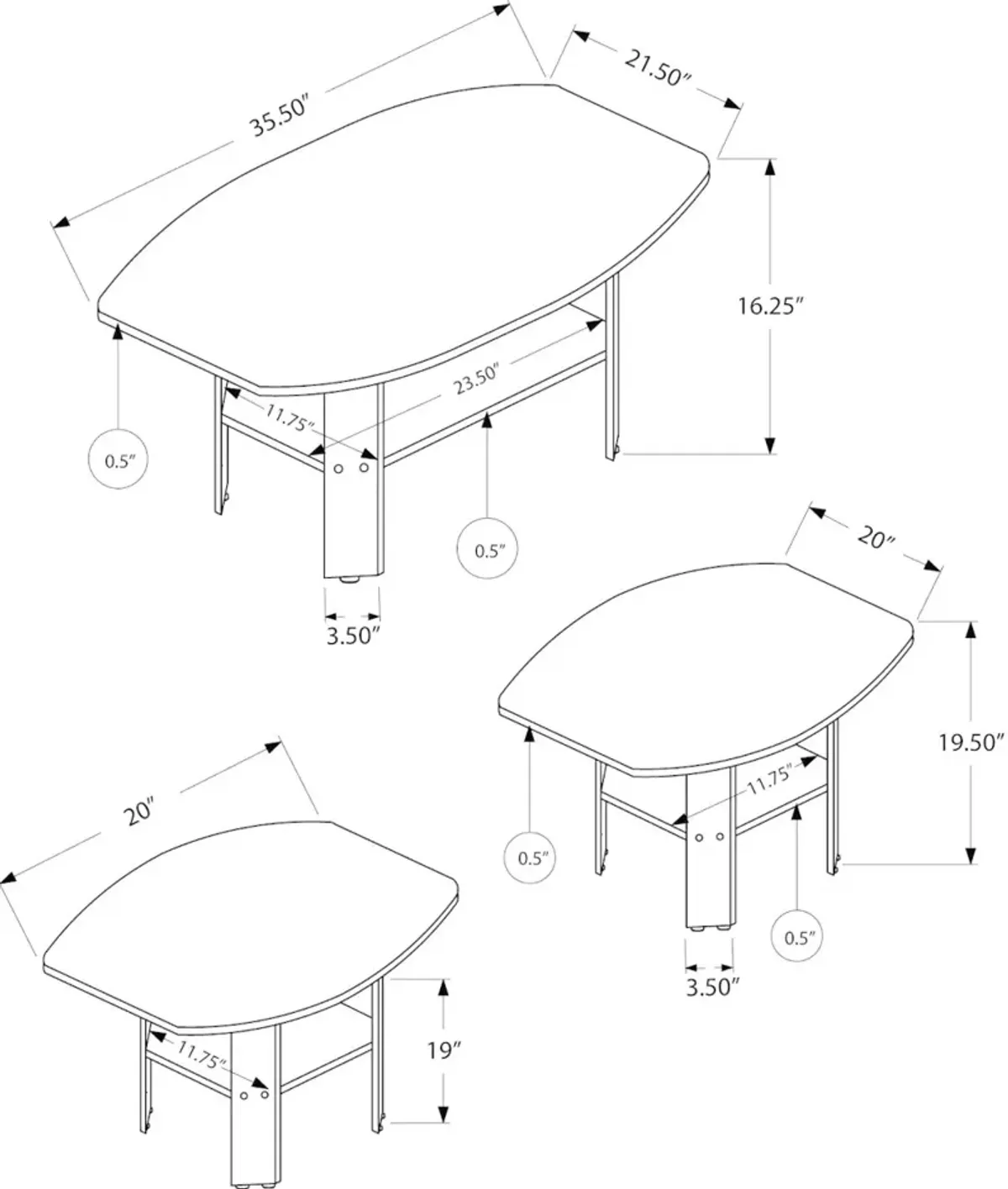 Traditional Cherry 3 Piece Occasional Table Set