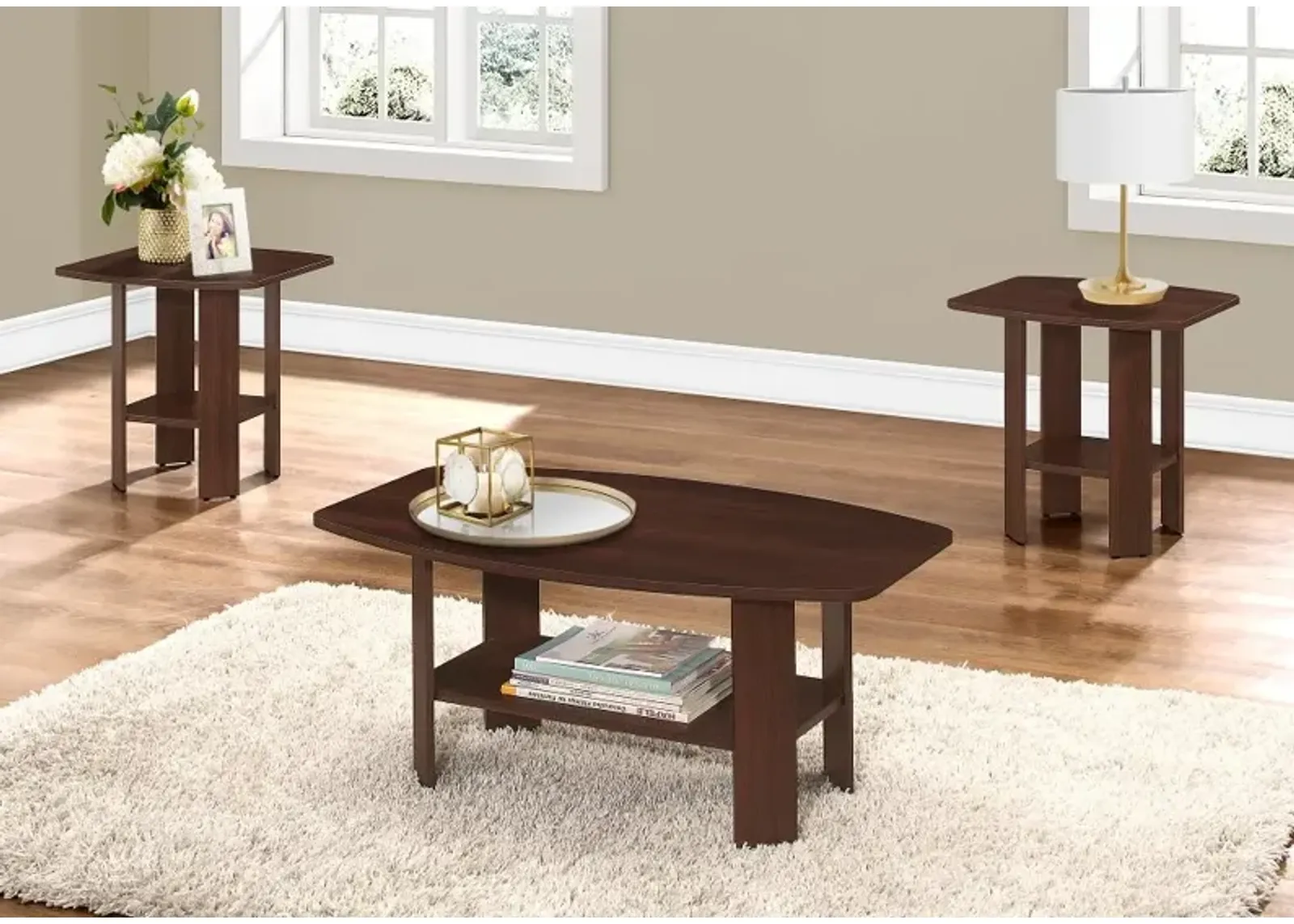 Traditional Cherry 3 Piece Occasional Table Set